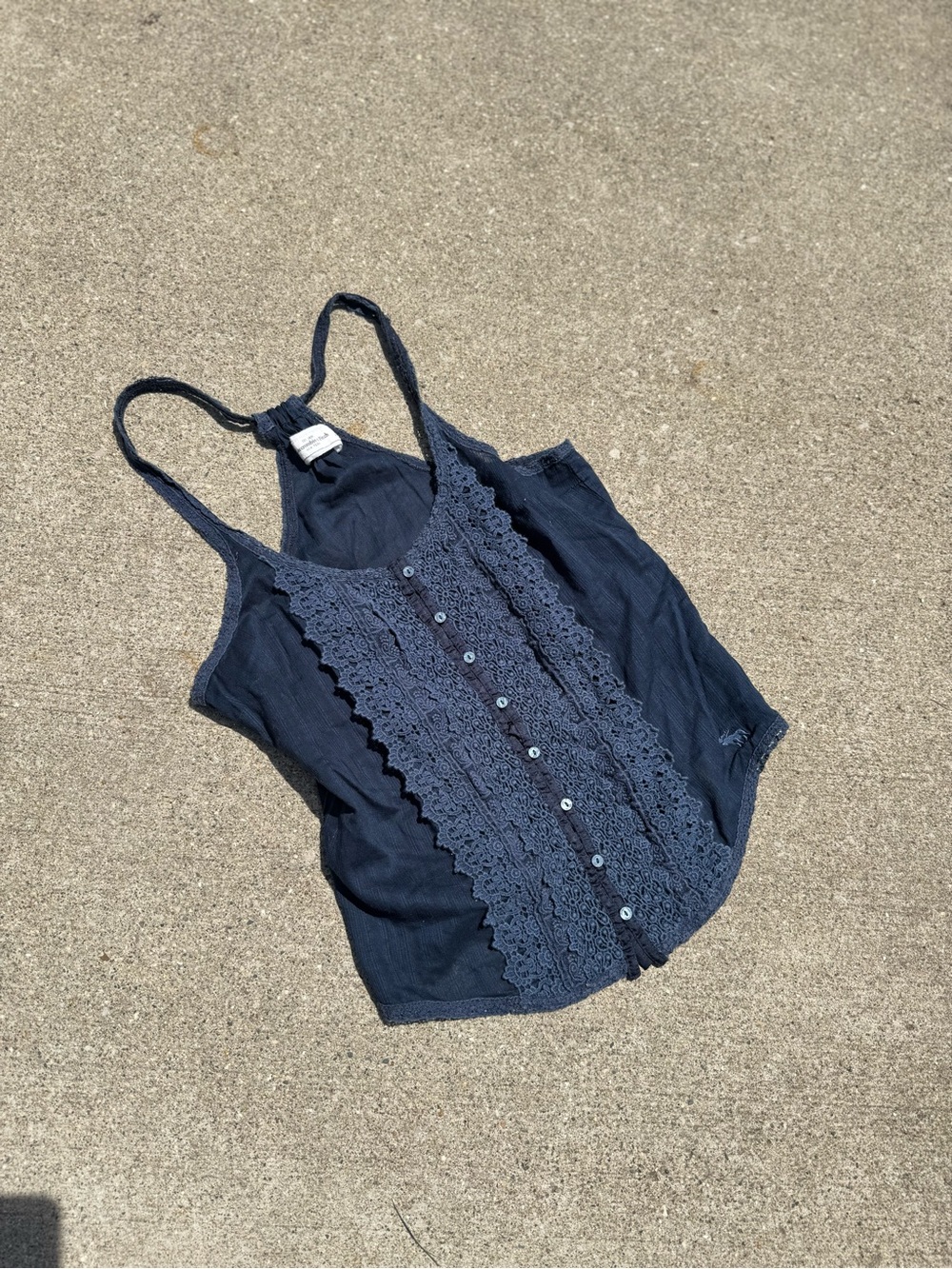 Abercrombie & Fitch Navy Lace-Front Button Camisole